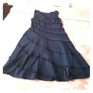Navy Ruffle Midi Dress